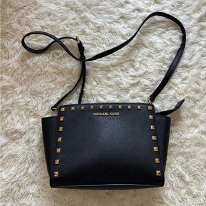 Michael Kors Black Crossbody Bag with Gold Studs
